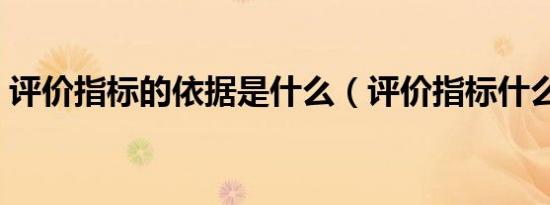 评价指标的依据是什么（评价指标什么意思）
