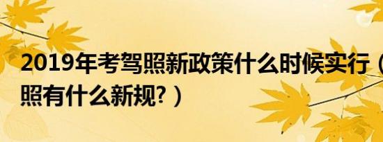 2019年考驾照新政策什么时候实行（2019驾照有什么新规?）
