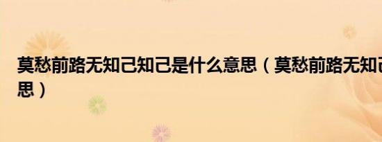 莫愁前路无知己知己是什么意思（莫愁前路无知己是什么意思）