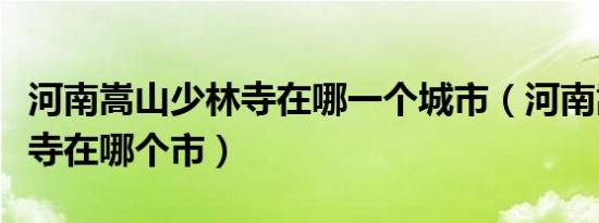 河南嵩山少林寺在哪一个城市（河南嵩山少林寺在哪个市）