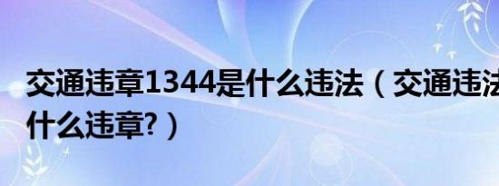 交通违章1344是什么违法（交通违法1344是什么违章?）