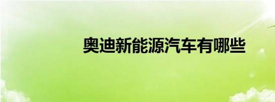 奥迪新能源汽车有哪些