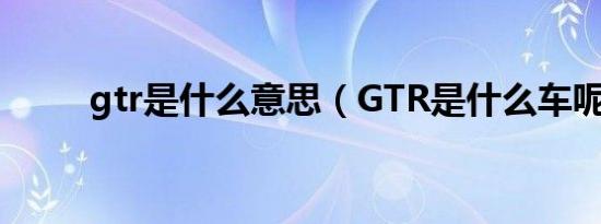 gtr是什么意思（GTR是什么车呢）