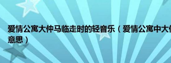 爱情公寓大仲马临走时的轻音乐（爱情公寓中大仲马是什么意思）