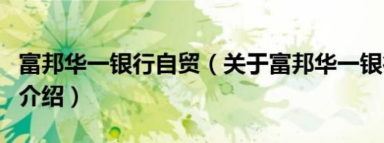 富邦华一银行自贸（关于富邦华一银行自贸的介绍）