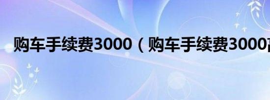 购车手续费3000（购车手续费3000高吗）