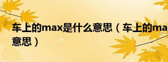车上的max是什么意思（车上的max是什么意思）