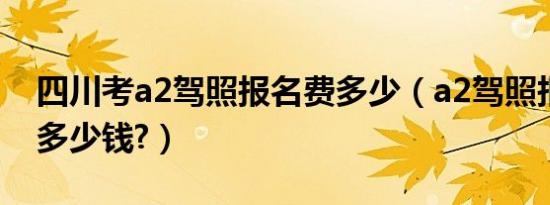 四川考a2驾照报名费多少（a2驾照报名费是多少钱?）