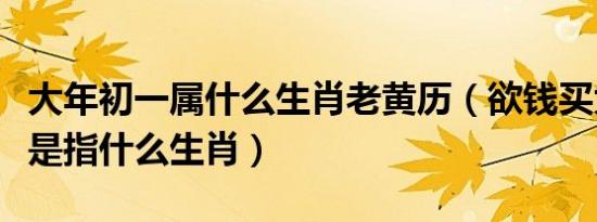 大年初一属什么生肖老黄历（欲钱买大年初一是指什么生肖）