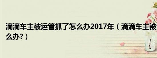 滴滴车主被运管抓了怎么办2017年（滴滴车主被运管抓了怎么办?）