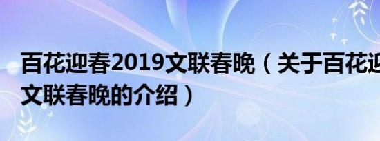 百花迎春2019文联春晚（关于百花迎春2019文联春晚的介绍）