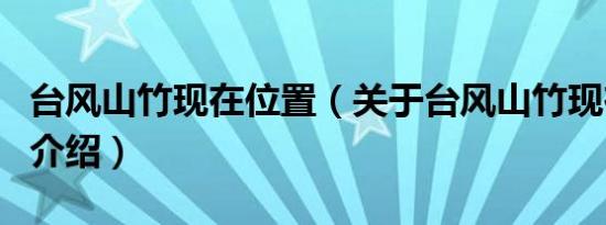 台风山竹现在位置（关于台风山竹现在位置的介绍）