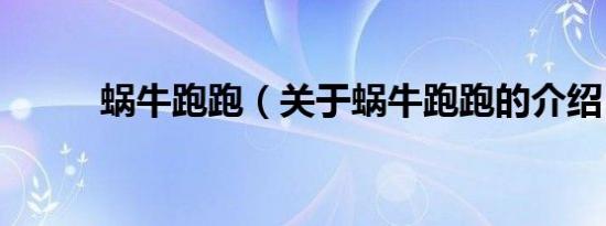 蜗牛跑跑（关于蜗牛跑跑的介绍）