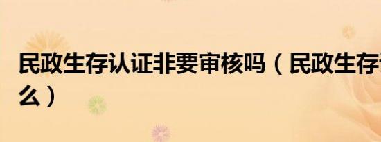 民政生存认证非要审核吗（民政生存认证是什么）