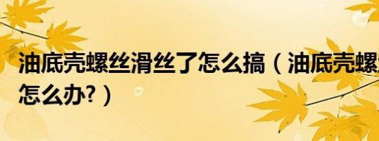 油底壳螺丝滑丝了怎么搞（油底壳螺丝滑丝了怎么办?）