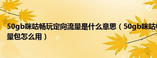 50gb咪咕畅玩定向流量是什么意思（50gb咪咕畅玩定向流量包怎么用）