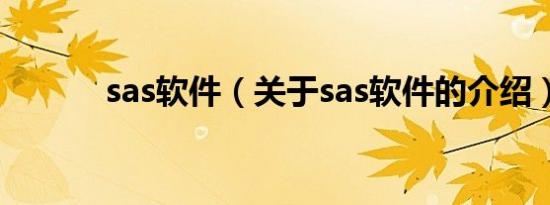 sas软件（关于sas软件的介绍）