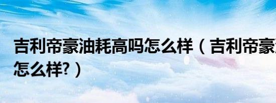 吉利帝豪油耗高吗怎么样（吉利帝豪油耗实测怎么样?）