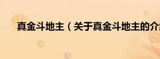 真金斗地主（关于真金斗地主的介绍）