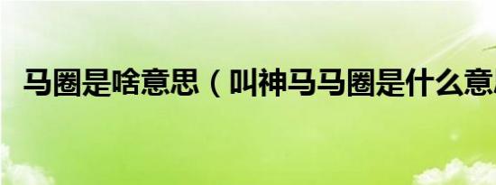 马圈是啥意思（叫神马马圈是什么意思啊）