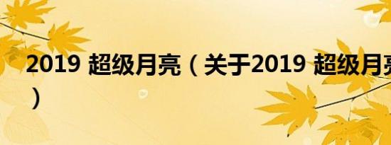 2019 超级月亮（关于2019 超级月亮的介绍）