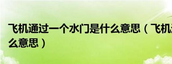 飞机通过一个水门是什么意思（飞机过水门什么意思）