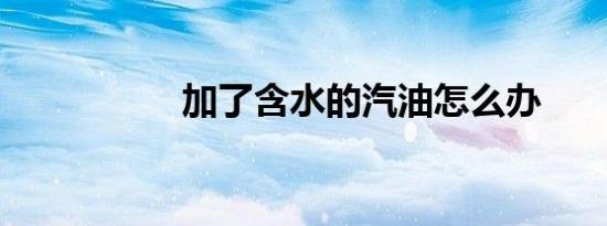 加了含水的汽油怎么办