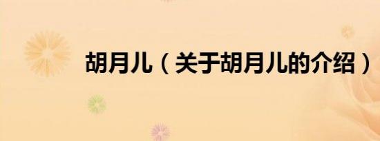 胡月儿（关于胡月儿的介绍）