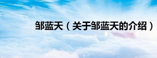 邹蓝天（关于邹蓝天的介绍）