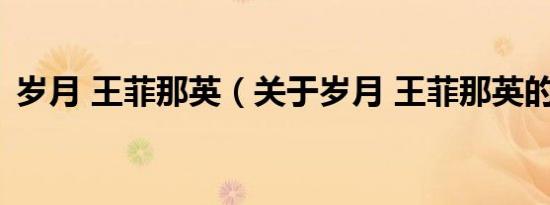 岁月 王菲那英（关于岁月 王菲那英的介绍）