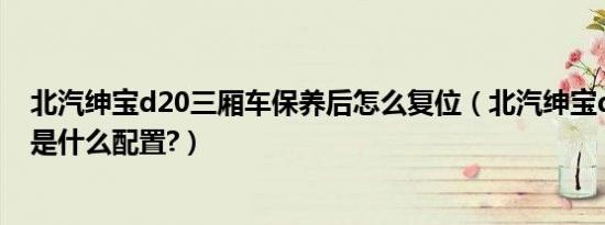 北汽绅宝d20三厢车保养后怎么复位（北汽绅宝d20三厢车是什么配置?）