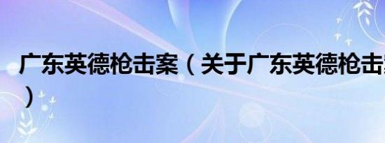 广东英德枪击案（关于广东英德枪击案的介绍）
