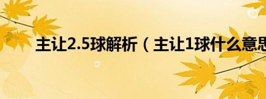 主让2.5球解析（主让1球什么意思）