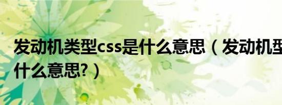 发动机类型css是什么意思（发动机型号css是什么意思?）