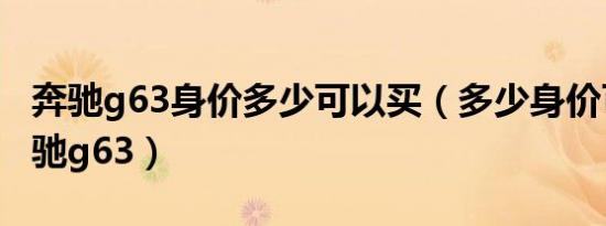 奔驰g63身价多少可以买（多少身价可以开奔驰g63）