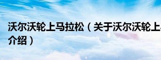 沃尔沃轮上马拉松（关于沃尔沃轮上马拉松的介绍）
