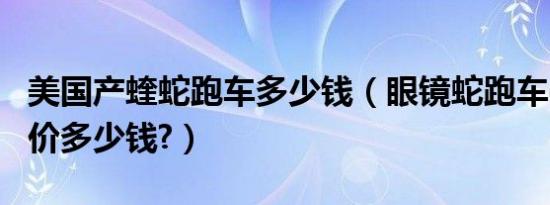 美国产蝰蛇跑车多少钱（眼镜蛇跑车gt350报价多少钱?）