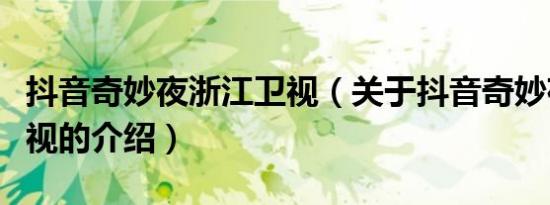 抖音奇妙夜浙江卫视（关于抖音奇妙夜浙江卫视的介绍）