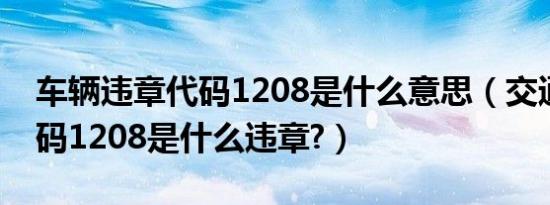 车辆违章代码1208是什么意思（交通违章代码1208是什么违章?）