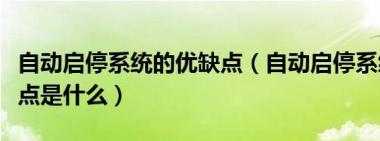 自动启停系统的优缺点（自动启停系统的优缺点是什么）