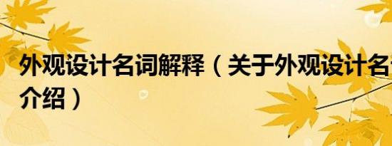外观设计名词解释（关于外观设计名词解释的介绍）