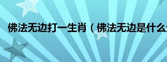 佛法无边打一生肖（佛法无边是什么生肖）