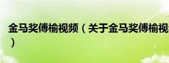 金马奖傅榆视频（关于金马奖傅榆视频的介绍）