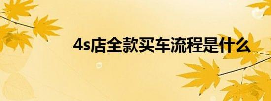 4s店全款买车流程是什么