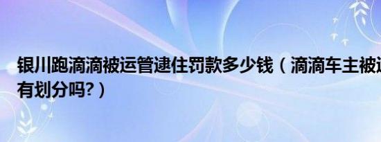 银川跑滴滴被运管逮住罚款多少钱（滴滴车主被运管抓罚款有划分吗?）