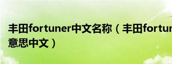 丰田fortuner中文名称（丰田fortune是什么意思中文）