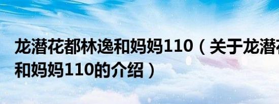 龙潜花都林逸和妈妈110（关于龙潜花都林逸和妈妈110的介绍）