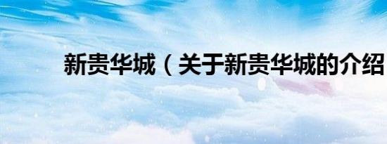 新贵华城（关于新贵华城的介绍）