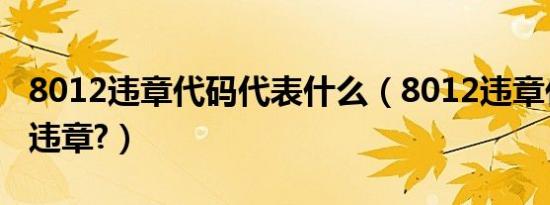 8012违章代码代表什么（8012违章代码是啥违章?）