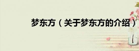 梦东方（关于梦东方的介绍）